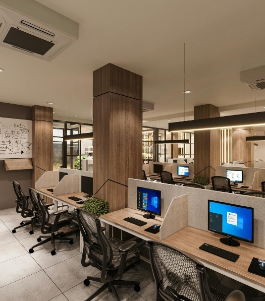 Professional office cleaning in Accokeek, MD with tidy desks, vacuumed floors, and organized workspace